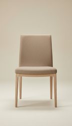 Linea ash hardwood dining chair, Three-quarter angle as default for sculptural clarity; camera at seat height for...