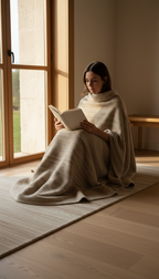 Warm Sand New Zealand Wool Runner in use