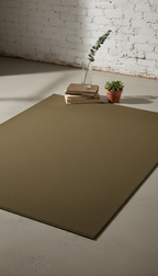 Olive Brown Wool Blend Rug in a new setting