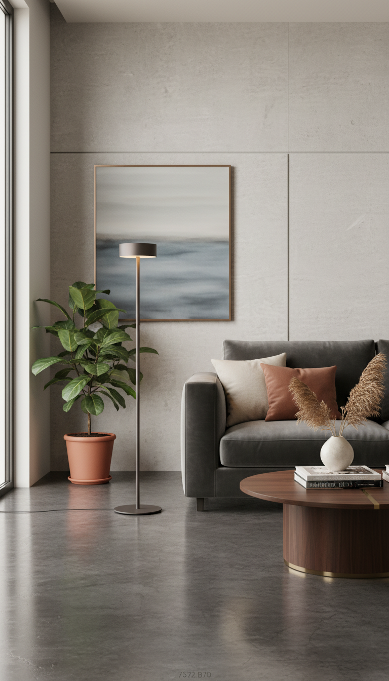 Smoked Bronze Floor Lamp With Minimalist Stem in a new setting